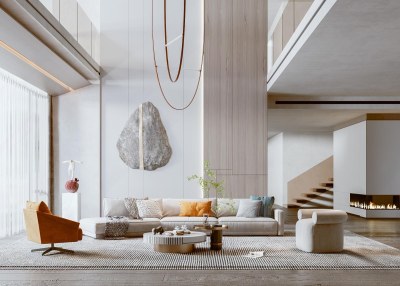 现代别墅客厅3D模型下载